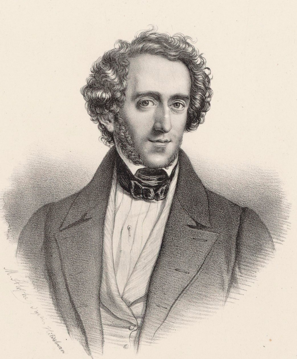 Portret van de pianist en componist Felix Mendelssohn Bartholdy 1809-1847 door Marie Alexandre Menut Alophe