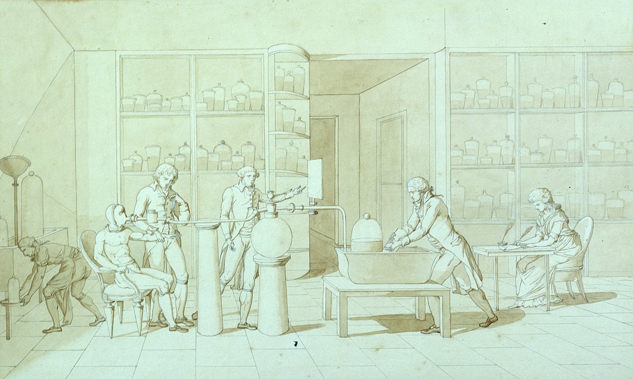 Antoine Lavoisier (1743-94) en zijn Experimenten met Ademhaling door Marie Anne Pierrette Lavoisier