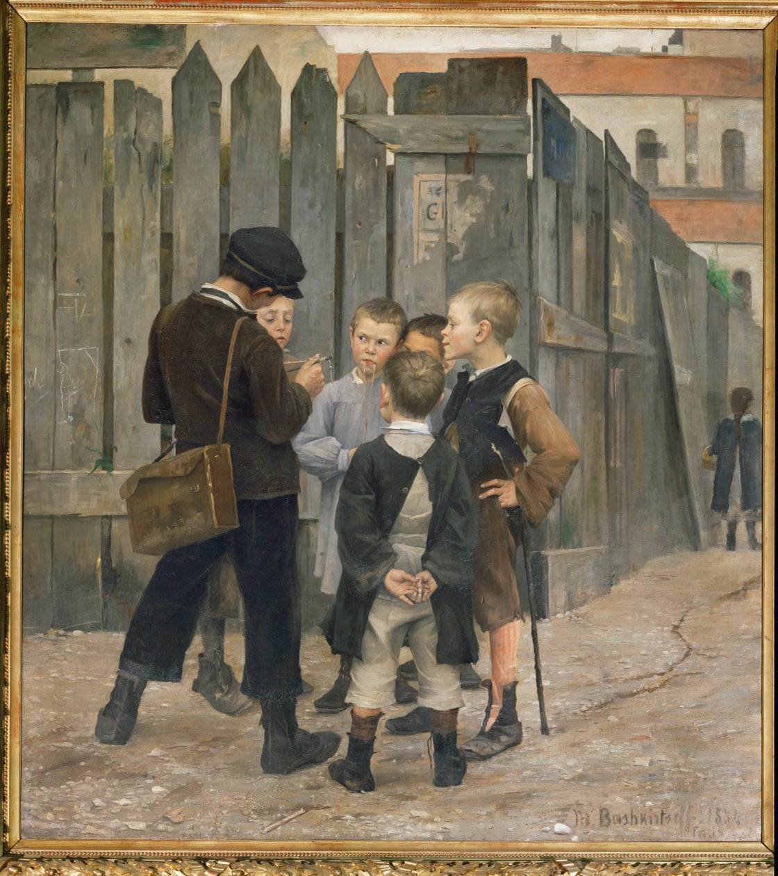 Un meeting (schilderij op doek) door Marie Bashkirtseff