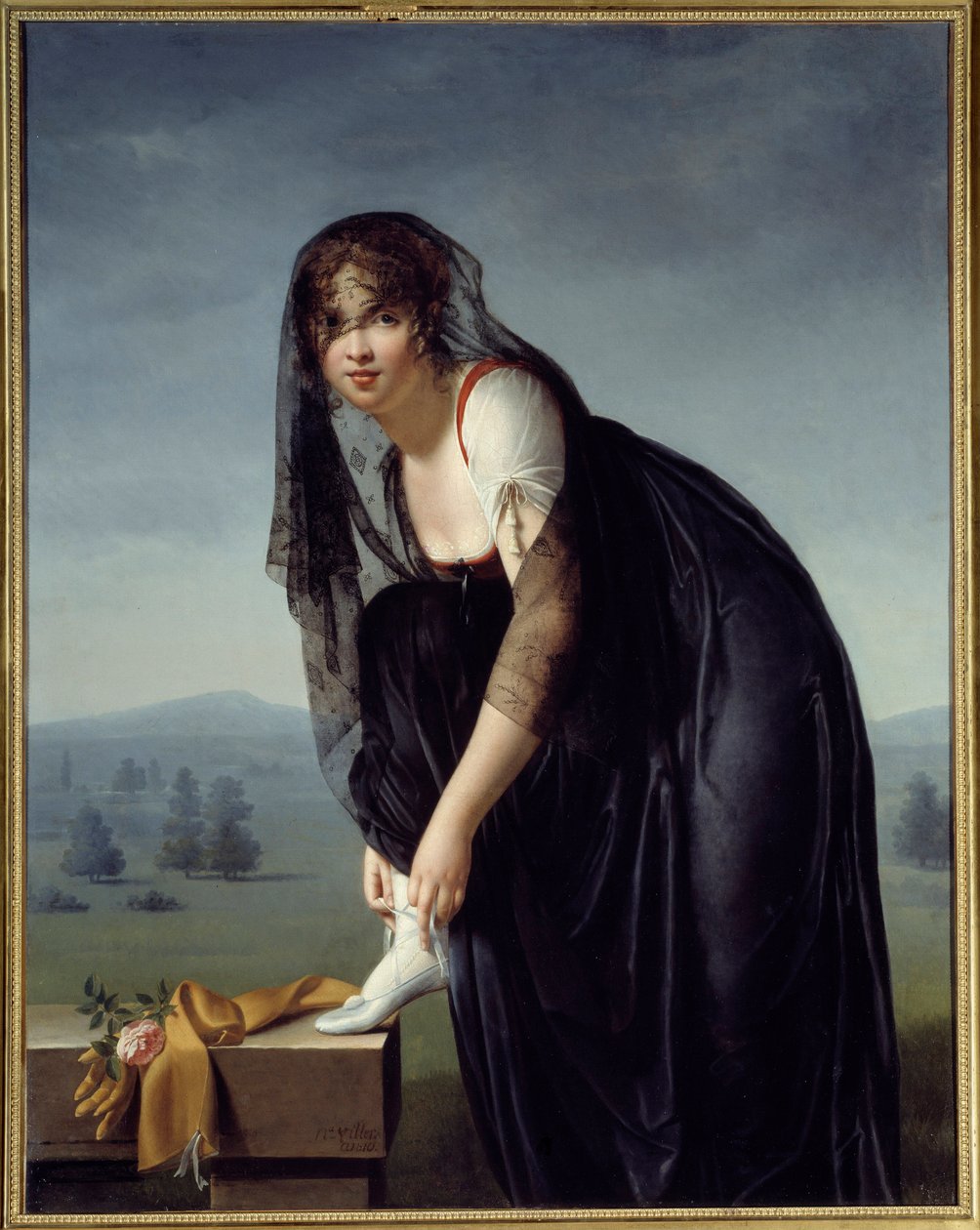Studie van een vrouw naar de natuur, ook wel een portret van Madame Subtra (schilderij door Marie Denise Villers) door Marie Denise Villers