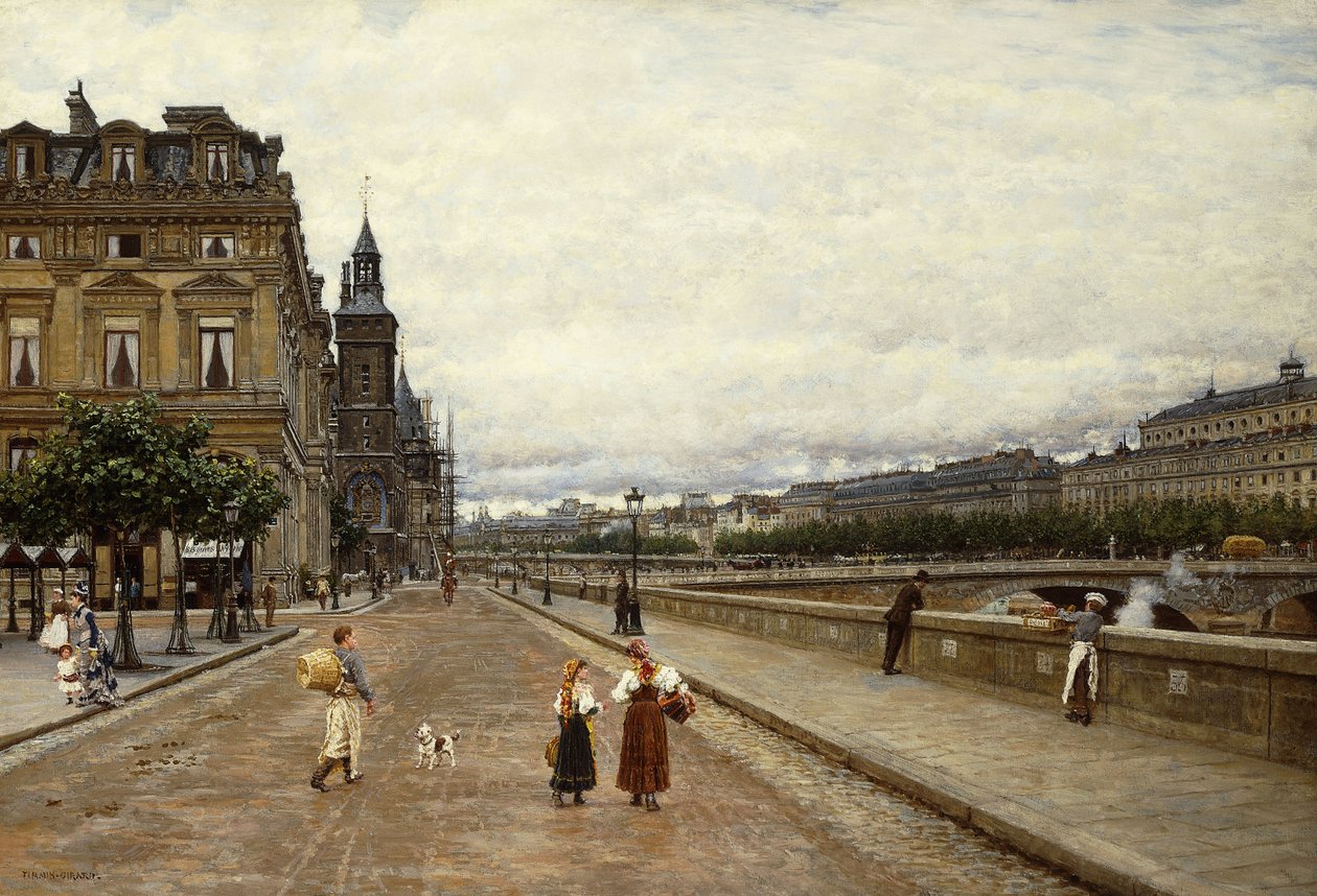 Vroege ochtend langs de Seine door Marie Francois Firmin-Girard