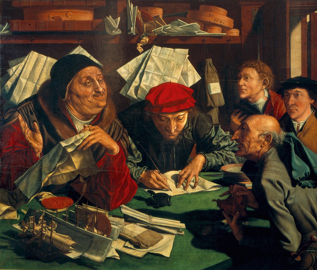 Het advocatenkantoor, 1545 door Marinus van Roejmerswaelen