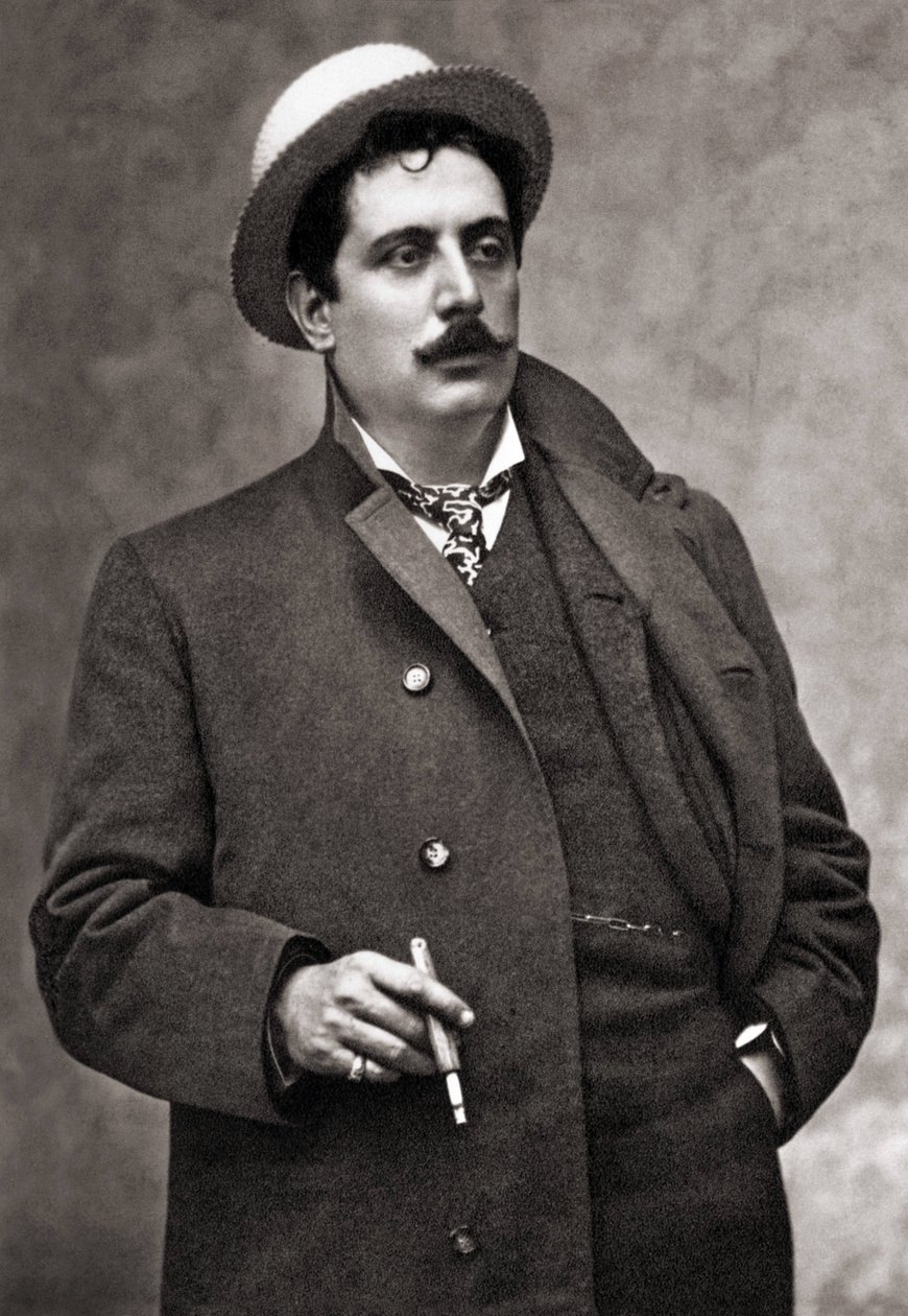 Portret van de muzikant en componist Giacomo Puccini (1858-1924) door Mario Nunes Vais