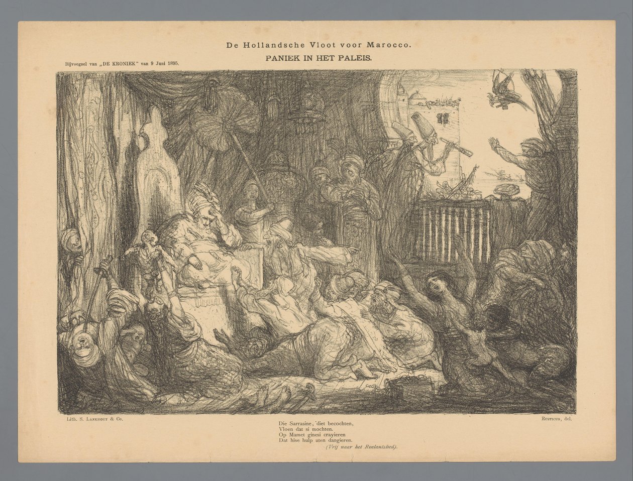 De Hollandsche Vloot voor Marocco. Paniek in het paleis door Marius Bauer