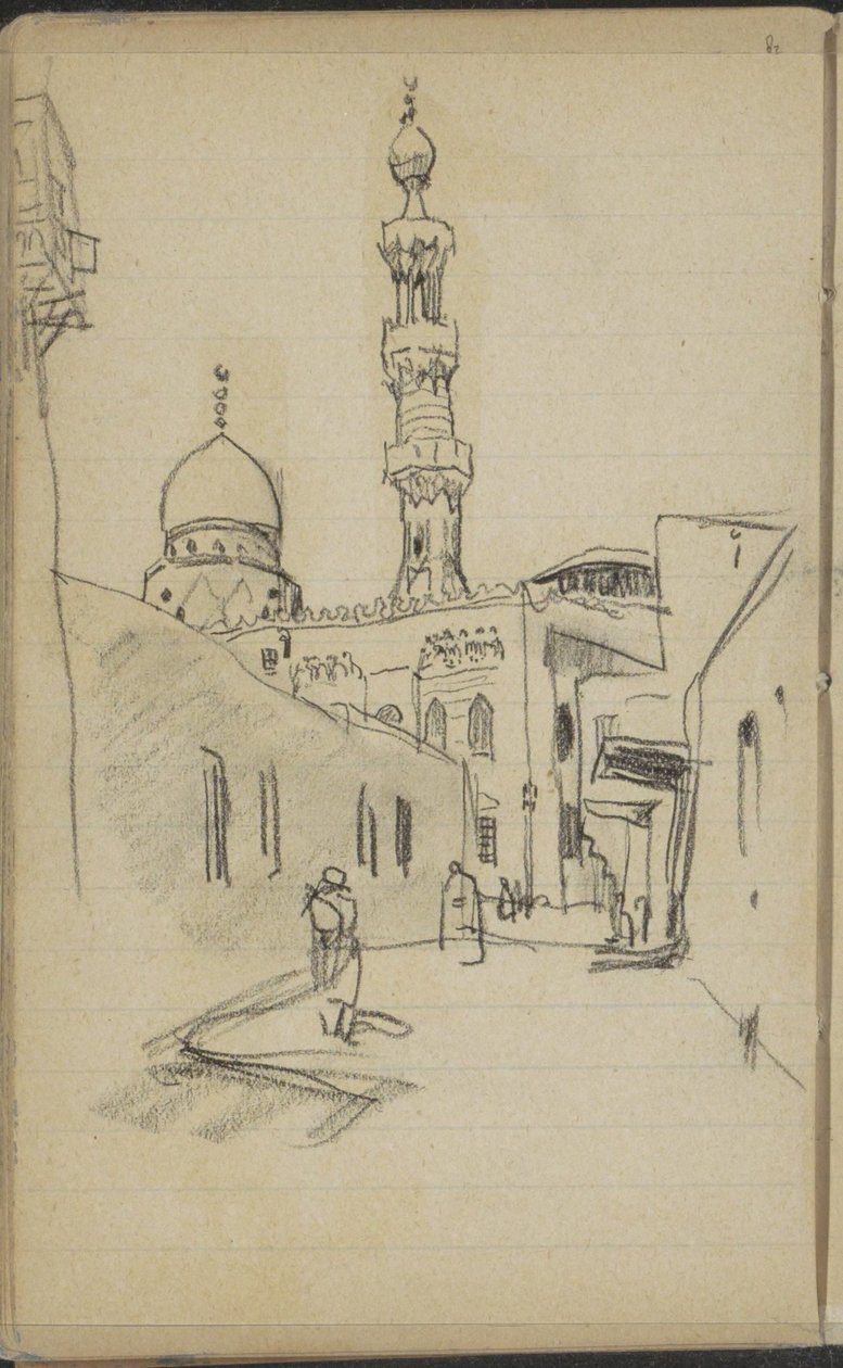 Straat in Caïro, met uitzicht op de Al-Rifai-moskee door Marius Bauer