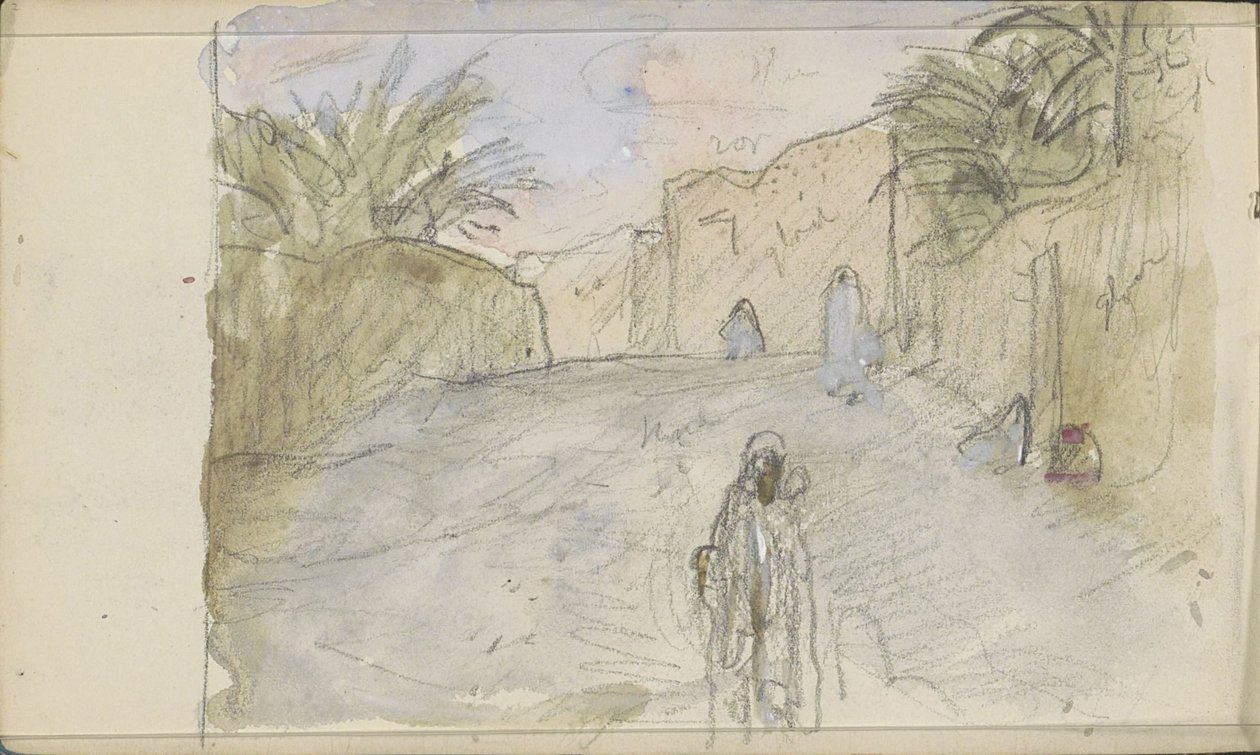 Straat met figuren in Biskra door Marius Bauer