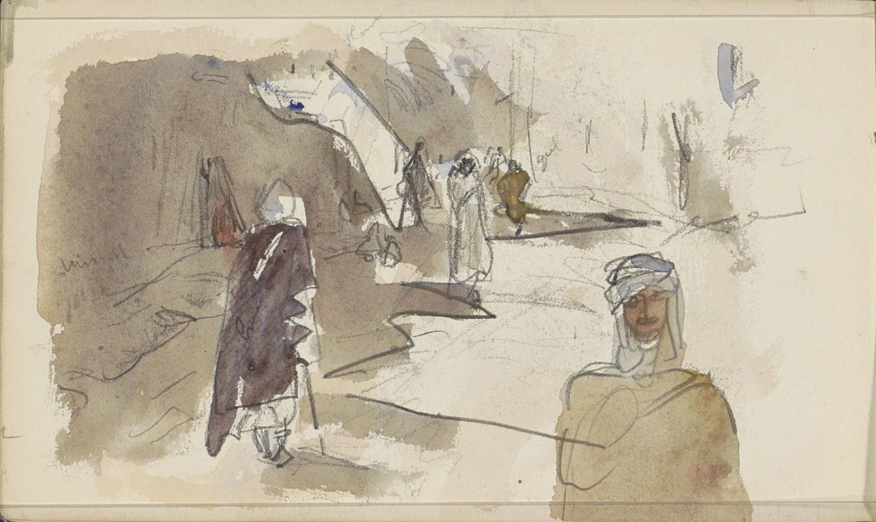 Straat met figuren in Biskra door Marius Bauer