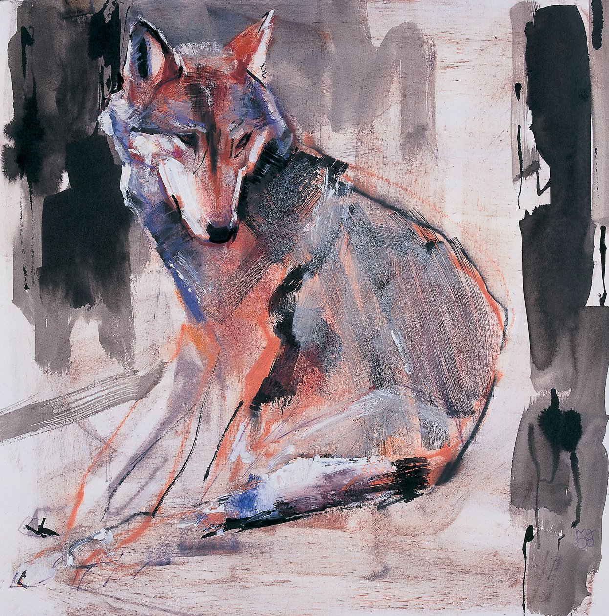 Zittende Wolf door Mark Adlington