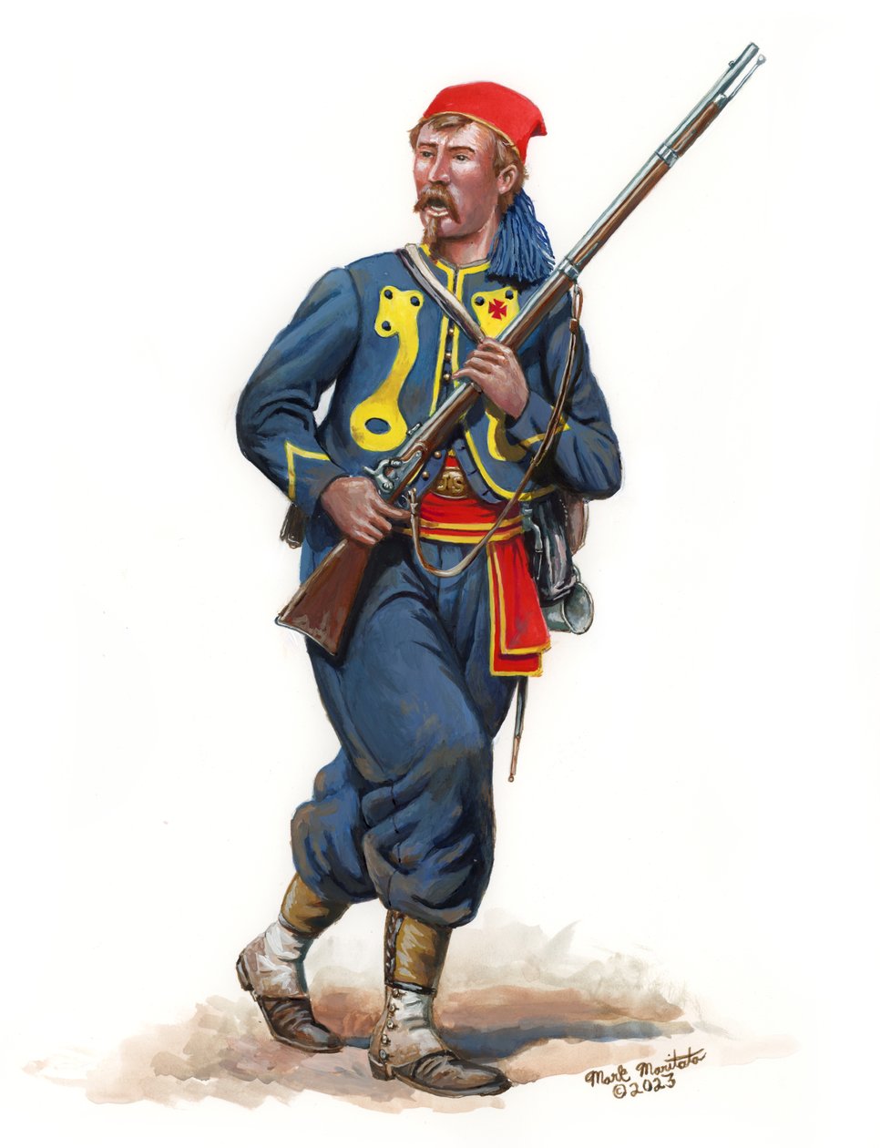 155e Regiment Pennsylvania Infanterie Zouave 1864, 2023 (Acrylverf op Bristol) door Mark Maritato