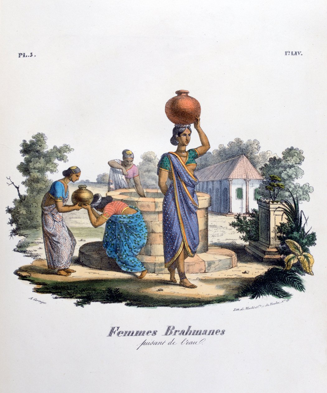 Brahmaanse vrouw die water verzamelt, 1828 door Marlet et Cie