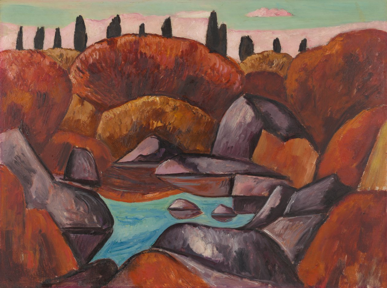 Vlammende poel - Dogtown door Marsden Hartley