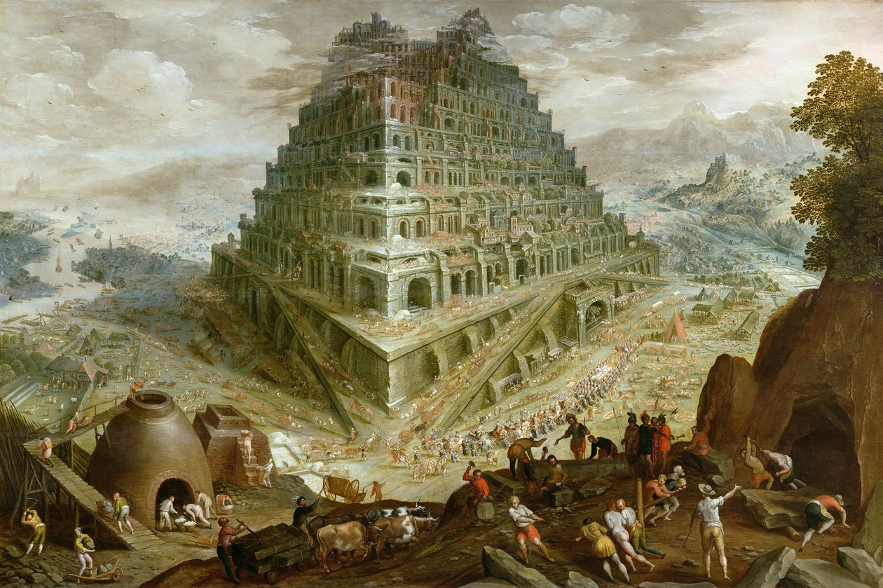 De Bouw van de Toren van Babel door Marten Valckenborch  the van Elder