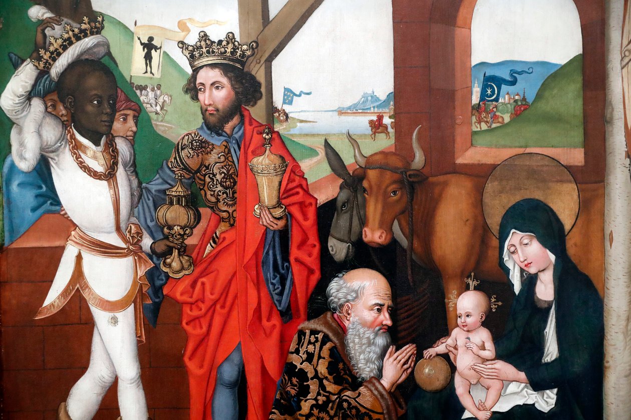 Geboorte, Aanbidding van het Kind Jezus door de drie wijzen of Magiërs door Martin Schongauer