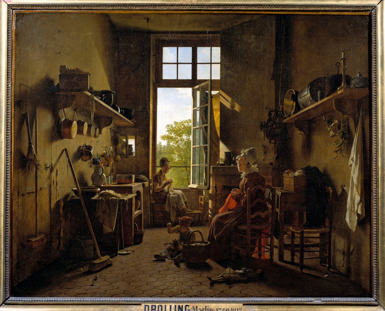 Interieur van een keuken Schilderij door Martin Drolling (1752-1817) 1815 door Martin Drölling