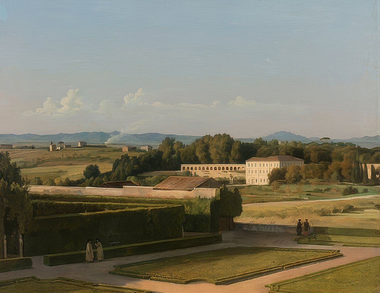 Uitzicht op de tuinen van Villa Medici door Martin Drölling