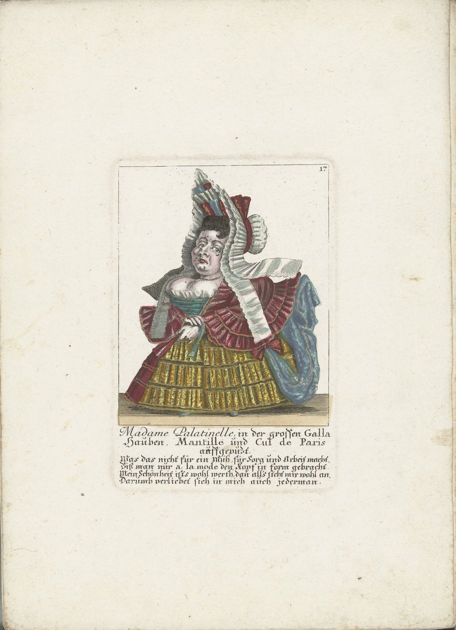 De Franse dwerg Madame Palatinelle, ca. 1710 door Martin Engelbrecht (attributed to)