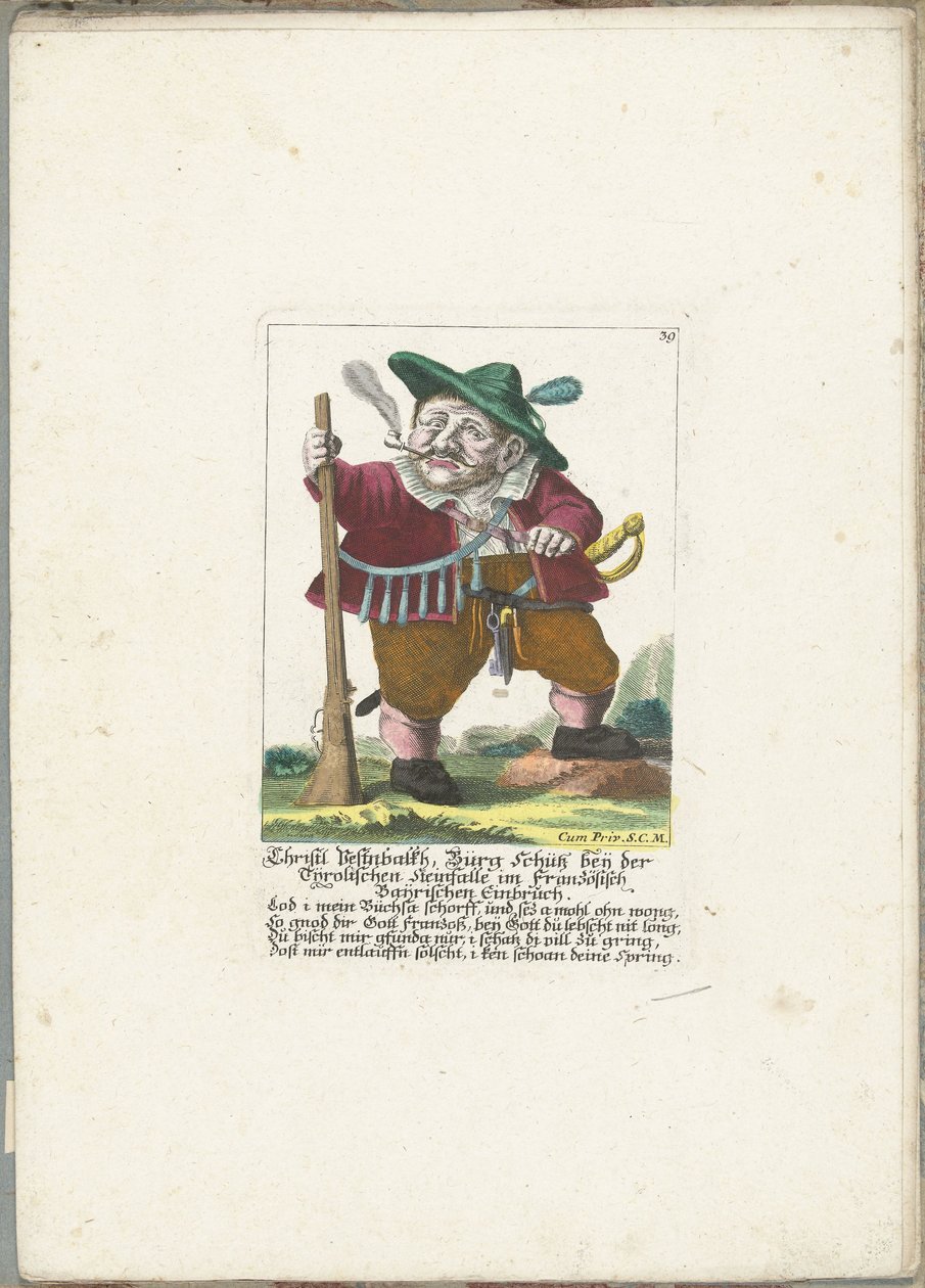 De dwerg Christl Vestnbalkh, ca. 1710 door Martin Engelbrecht (attributed to)