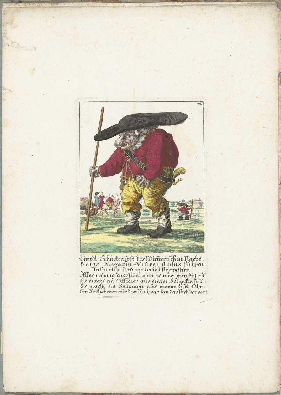 De dwerg Liendl Schnekenfist, ca. 1710 door Martin Engelbrecht (attributed to)