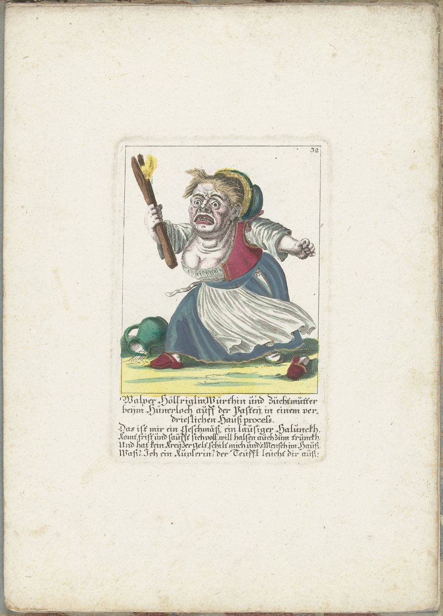 De dwerg Malper Höllriglin als waardin, ca. 1710 door Martin Engelbrecht (attributed to)