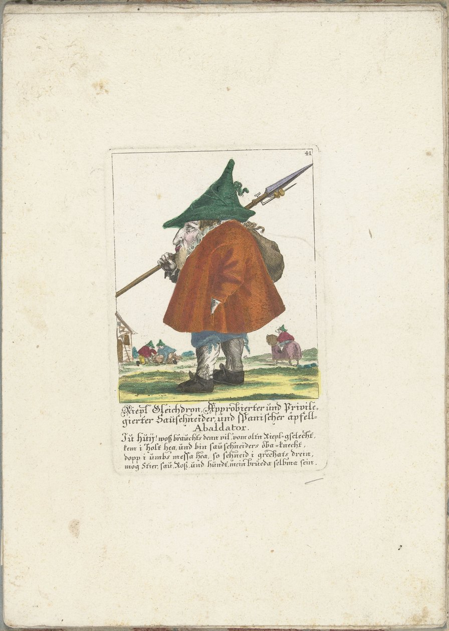De dwerg Riepl Gleichdron, ca. 1710 door Martin Engelbrecht (attributed to)