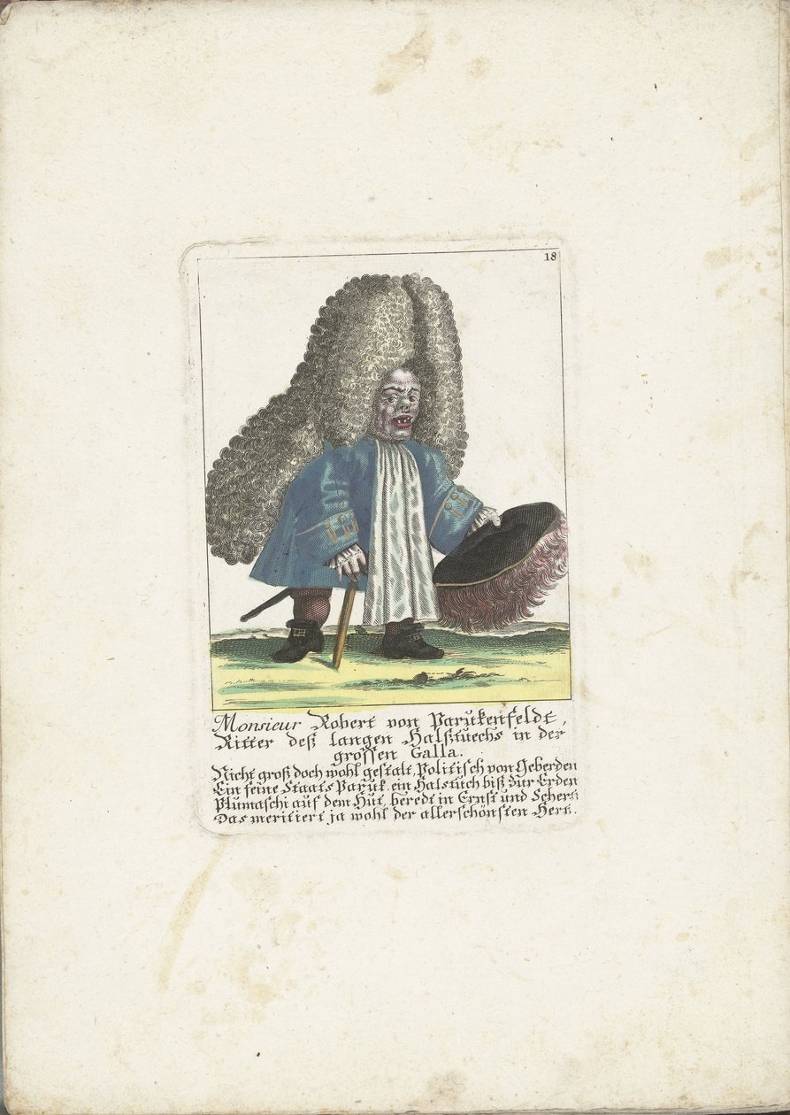 De dwerg Robert von Parukenfeldt, ca. 1710 door Martin Engelbrecht (attributed to)