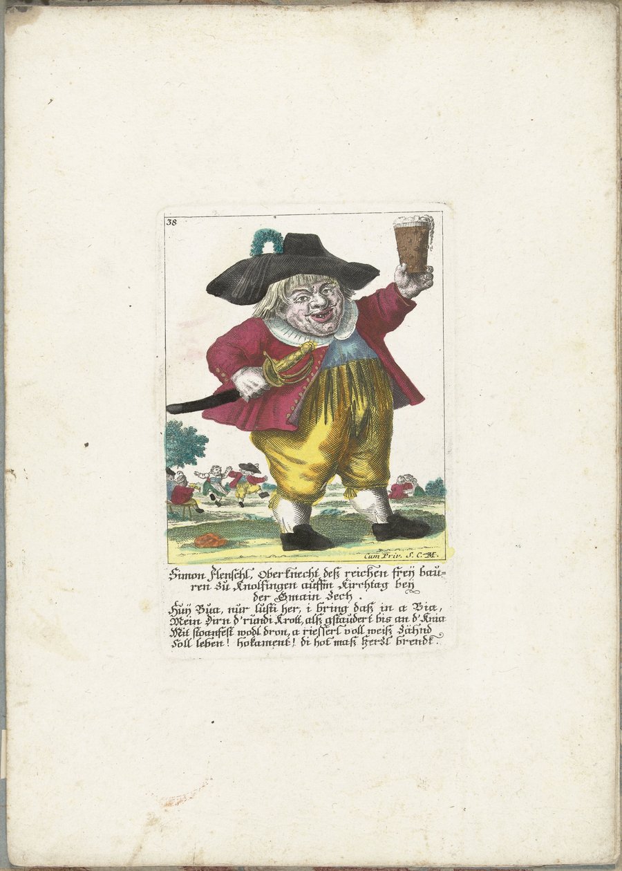 De dwerg Simon Flenschl, ca. 1710 door Martin Engelbrecht (attributed to)