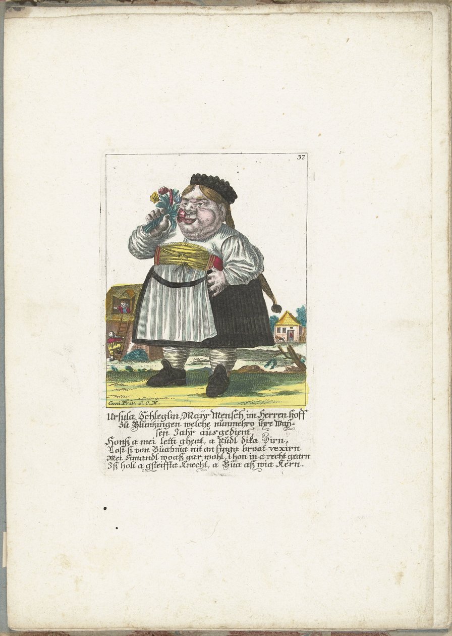 De dwerg Ursula Schleglin, ca. 1710 door Martin Engelbrecht (attributed to)