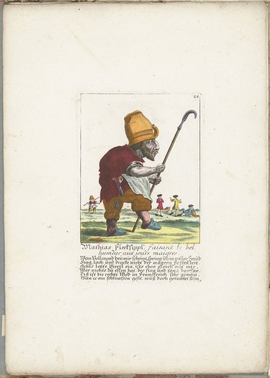 De vrolijke dwerg Mathias Flecksippl door Martin Engelbrecht (attributed to)