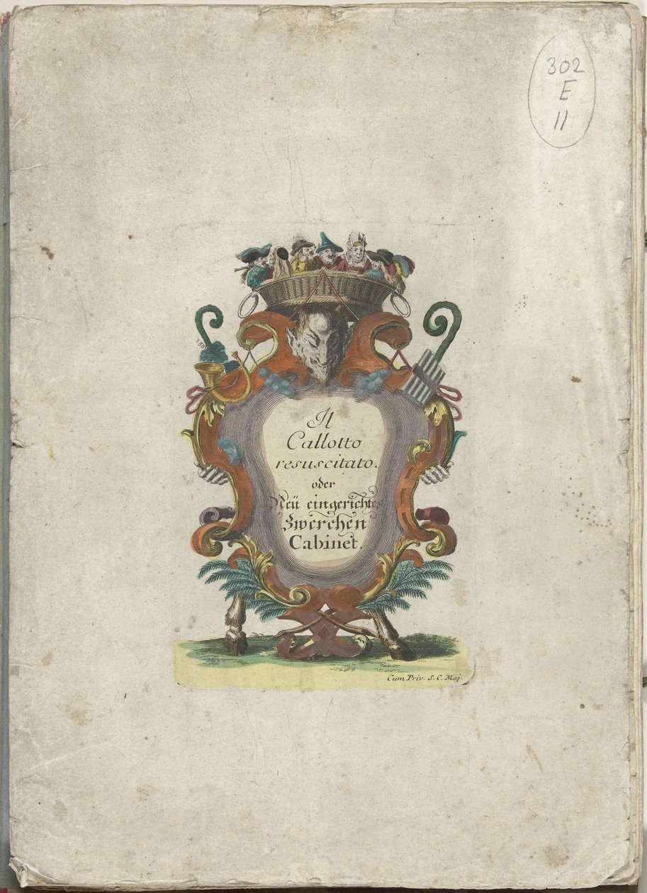Titelprent voor de serie: Il Callotto resurcitato oder Neu eingerichtes Zwerchen Cabinet, ca. 1710 door Martin Engelbrecht (attributed to)