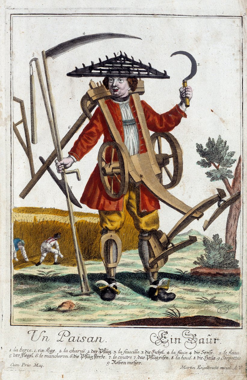 Een boer (gravure) door Martin Engelbrecht