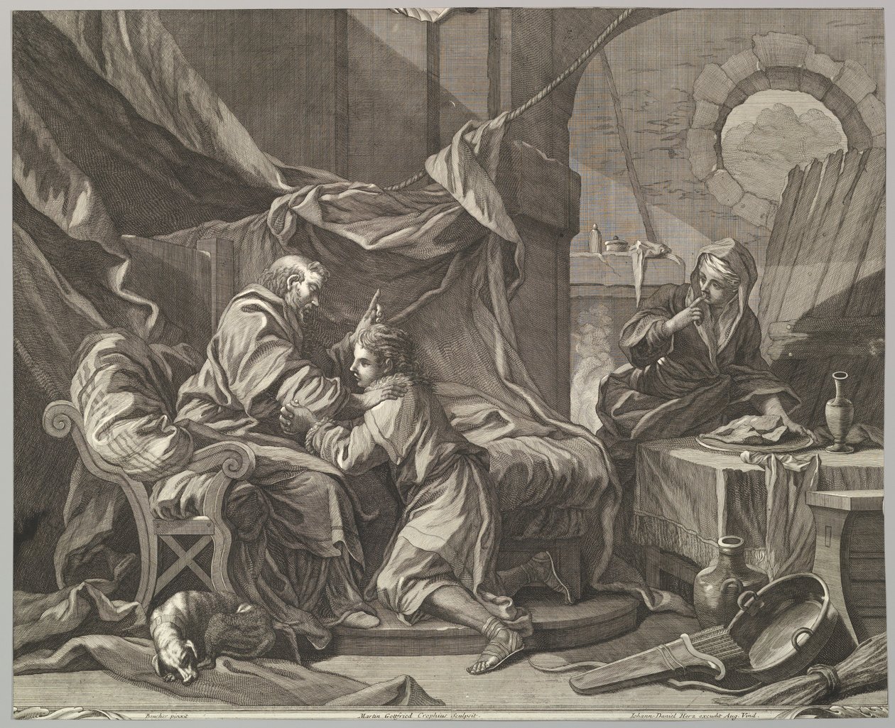 Isaak zegent Jakob door Martin Gottfried Crophius