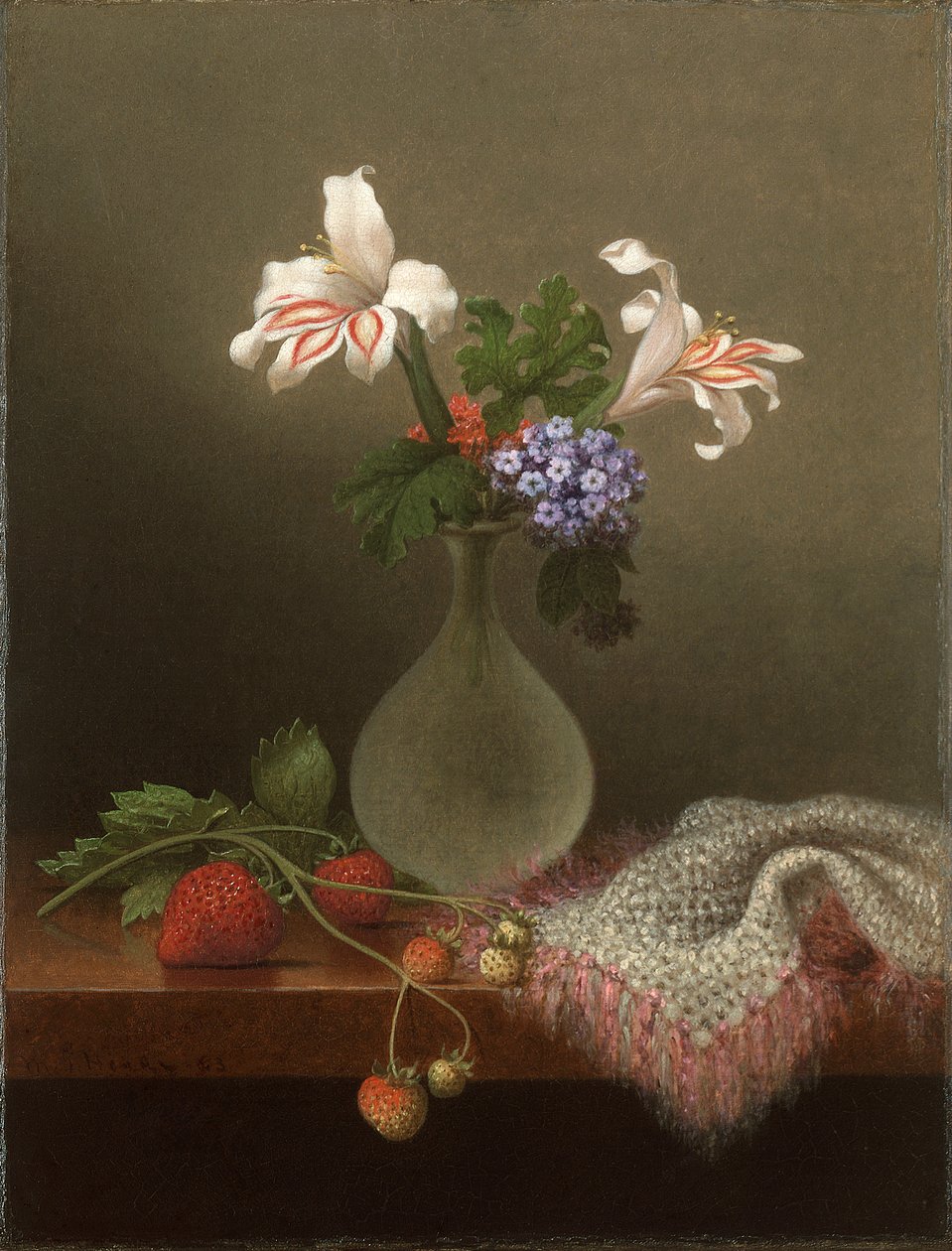 Een vaas met korenlelies en heliotroop door Martin Johnson Heade