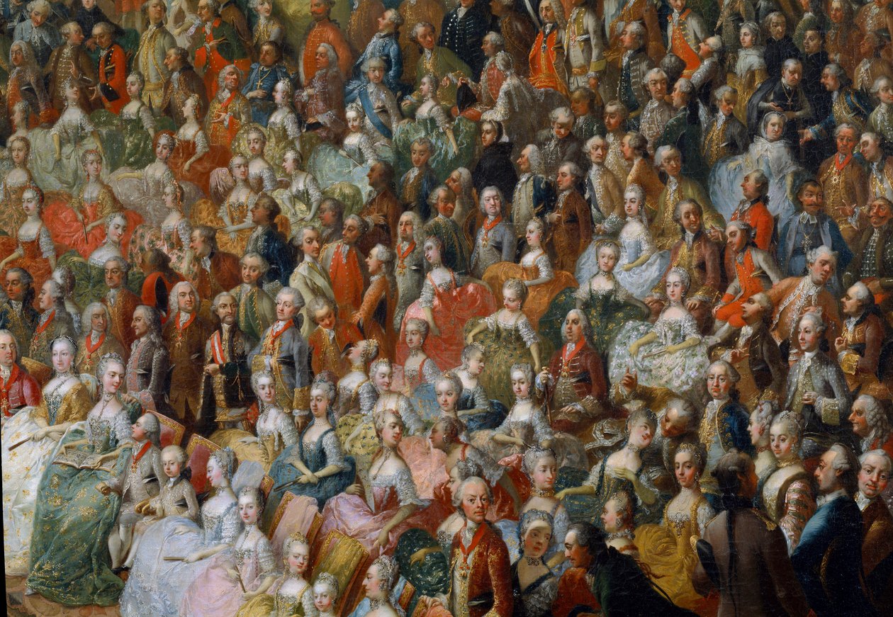 Feest ter ere van Maria Theresia, keizerin van Oostenrijk, de toekomstige keizer Jozef II en zijn vrouw, Isabella van Parma, op 10/10/1760 (detail) door Martin Meytens the Younger