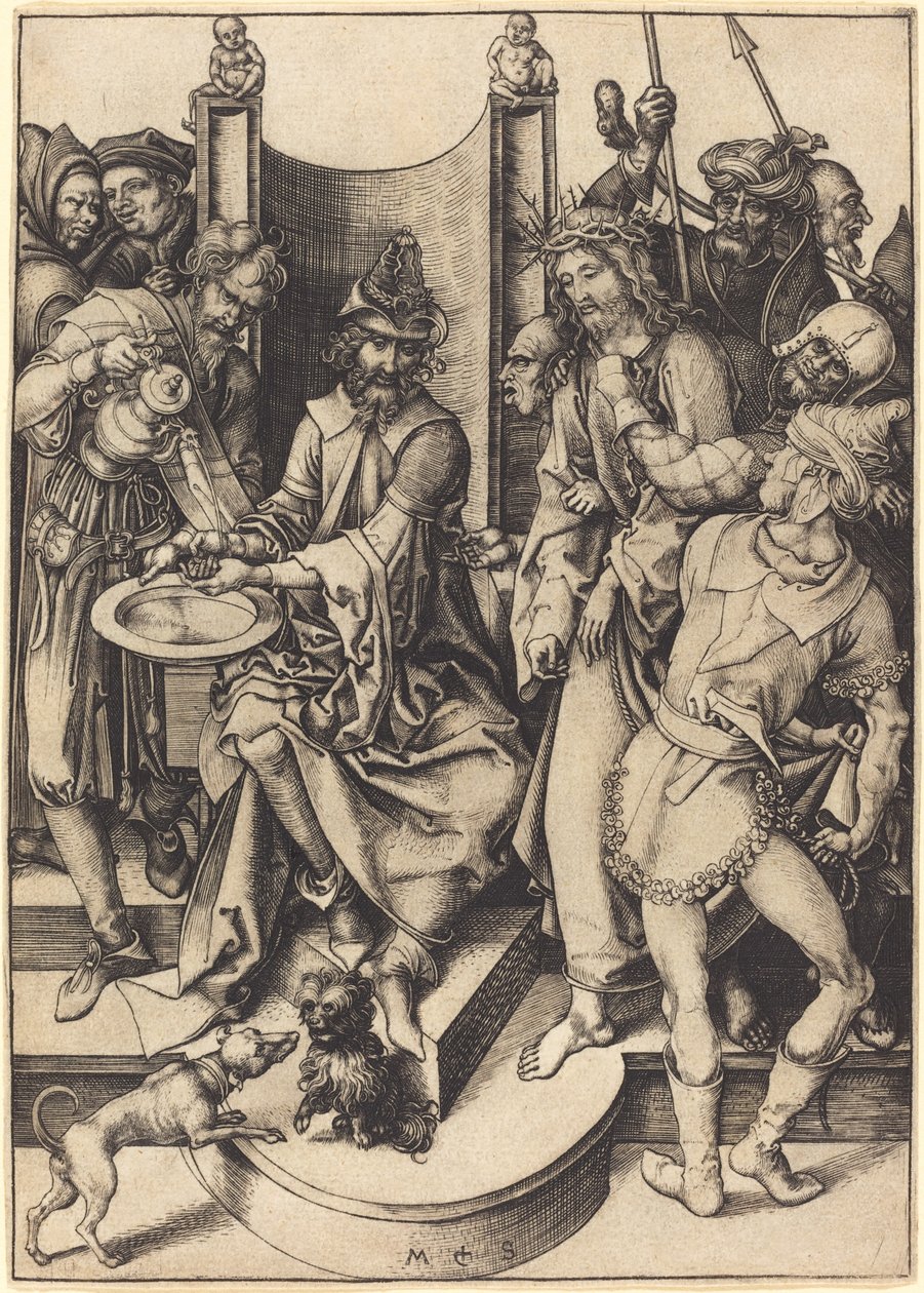 Christus voor Pilatus door Martin Schongauer