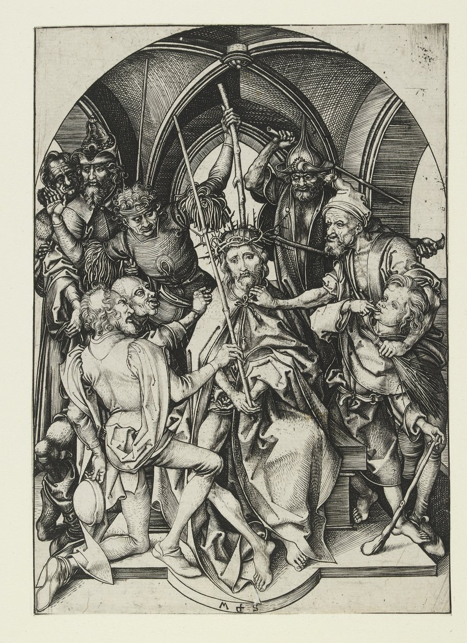 Christus gekroond met doornen, laat 15e eeuw door Martin Schongauer