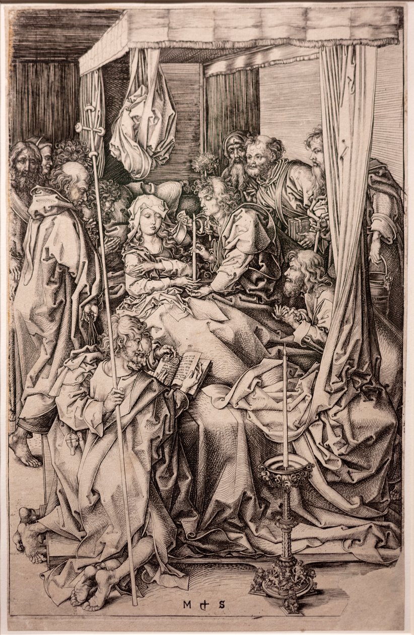 De dood van de Maagd. Martin Schongauer. Ca 1470-1491 (gravure op papier) door Martin Schongauer