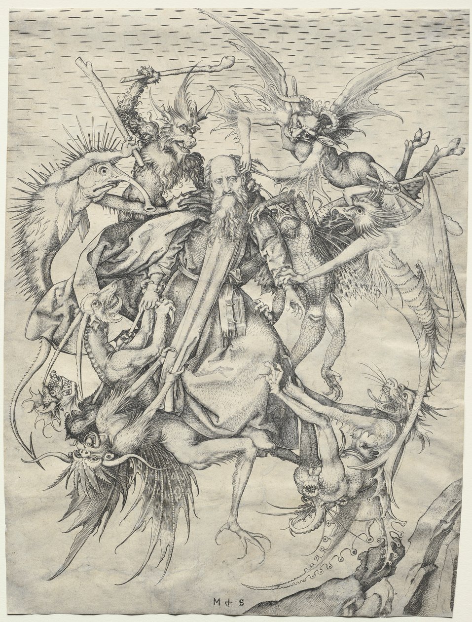 St. Antonius gekweld door de duivels door Martin Schongauer
