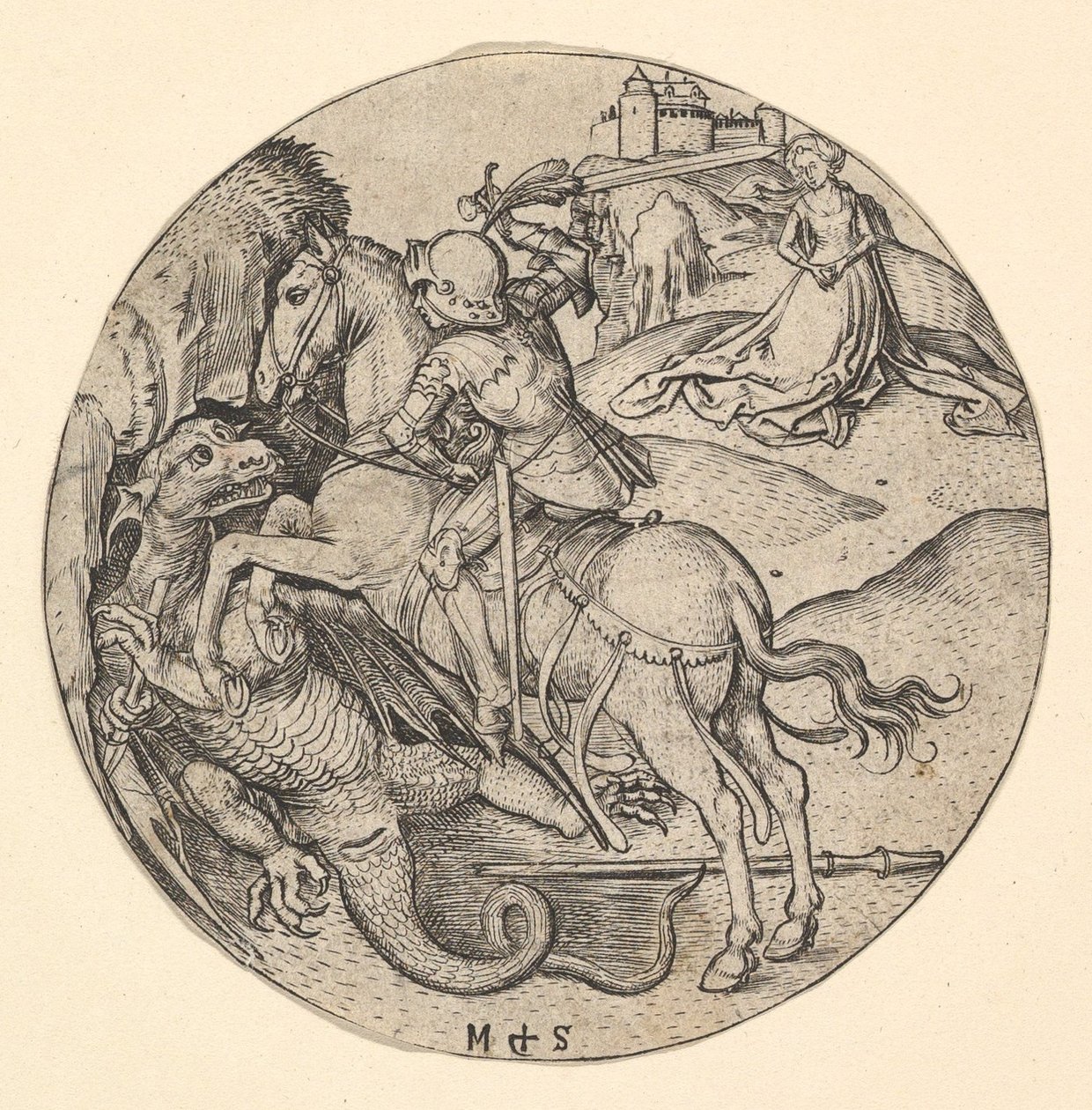 Sint-Joris doodt de draak door Martin Schongauer