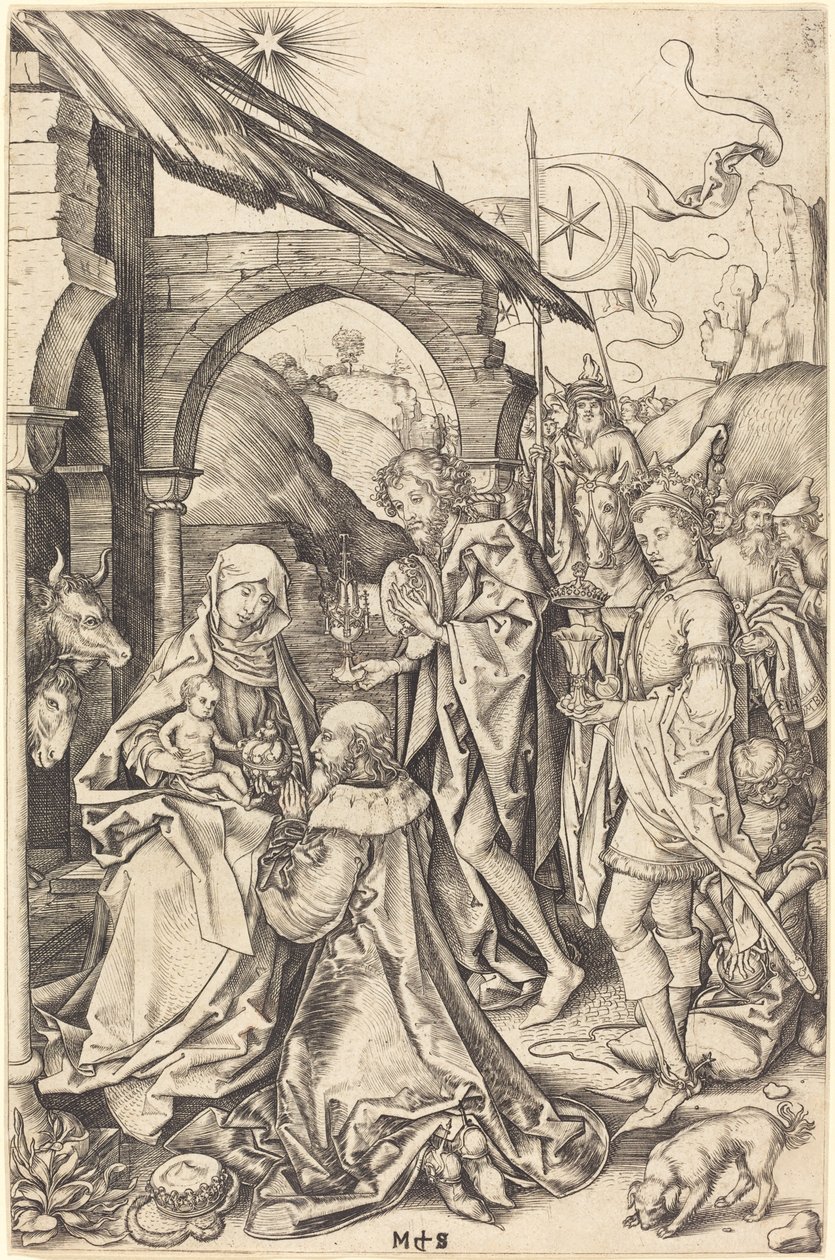 De Aanbidding der Wijzen door Martin Schongauer