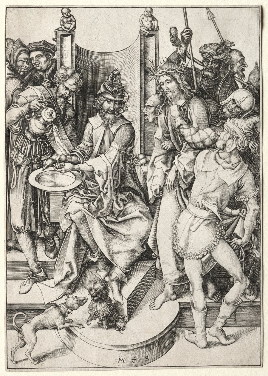 De Passie: Christus voor Pilatus door Martin Schongauer