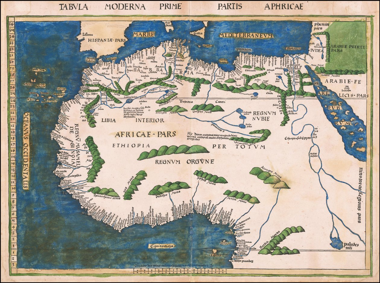 1513 kaart van Noord- en West-Afrika door Martin Waldseemüller door Martin Waldseemuller