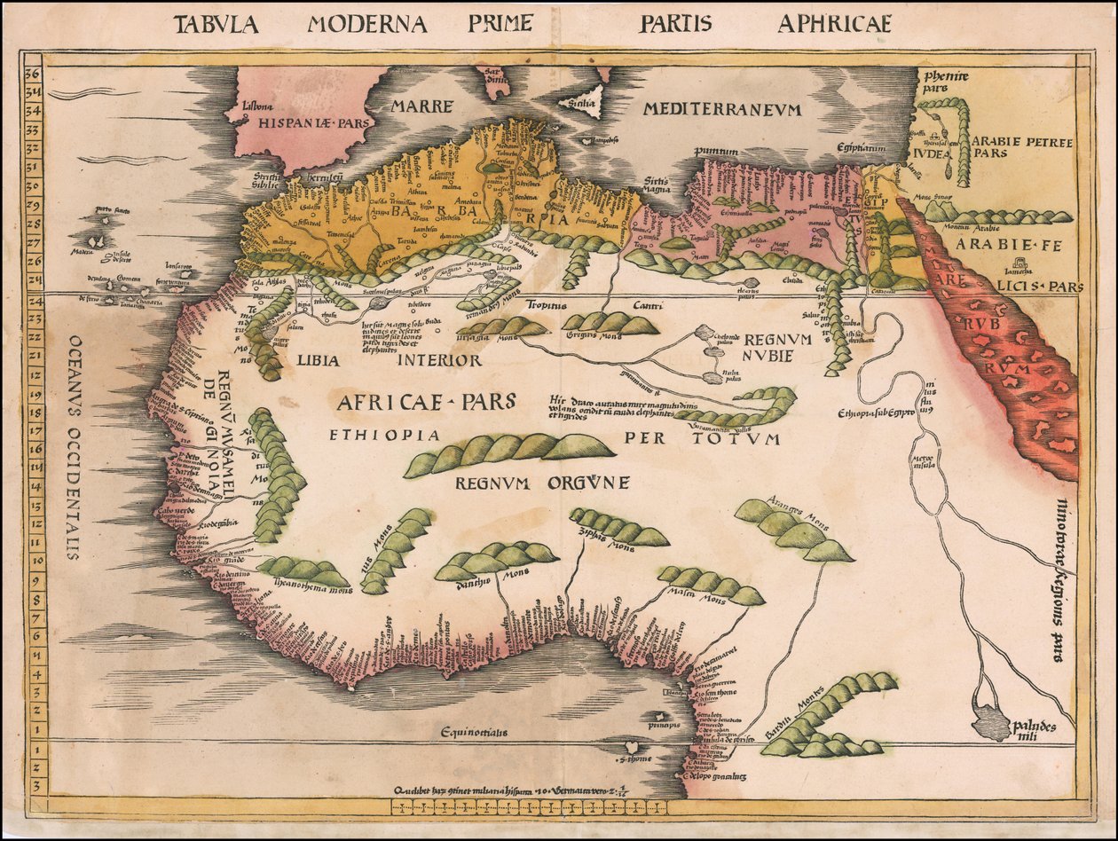 1513 kaart van West- en Noord-Afrika door Martin Waldseemüller door Martin Waldseemuller