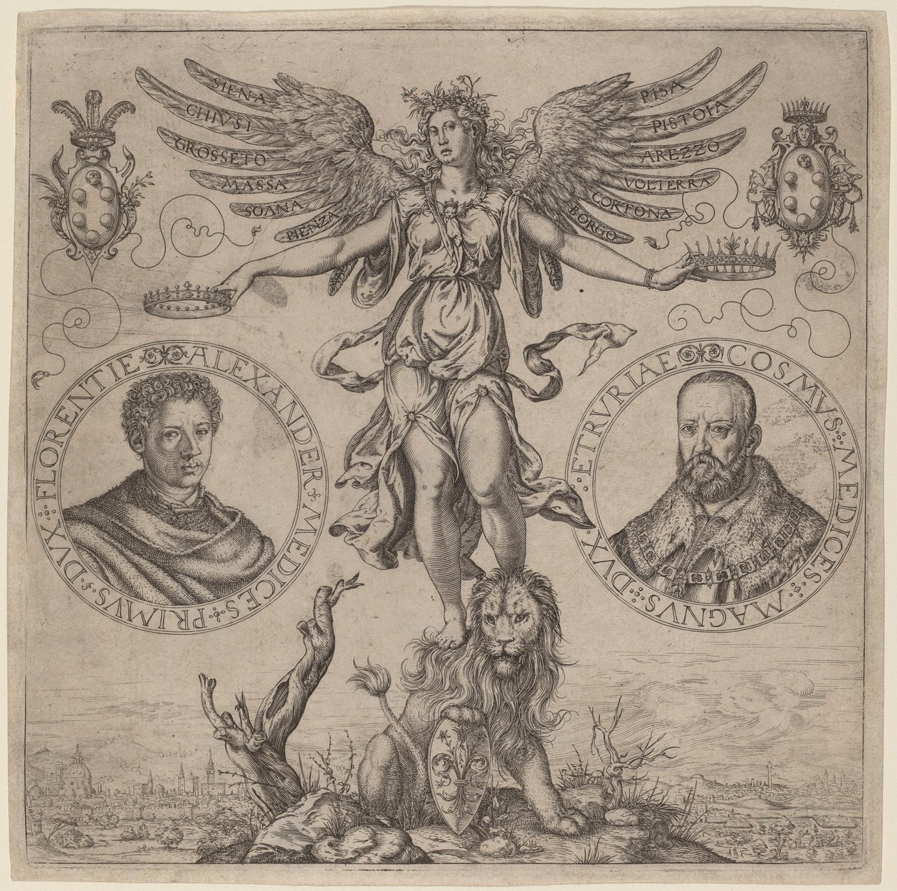 Alexander de Medici en Cosmo de Medici door Martino Rota