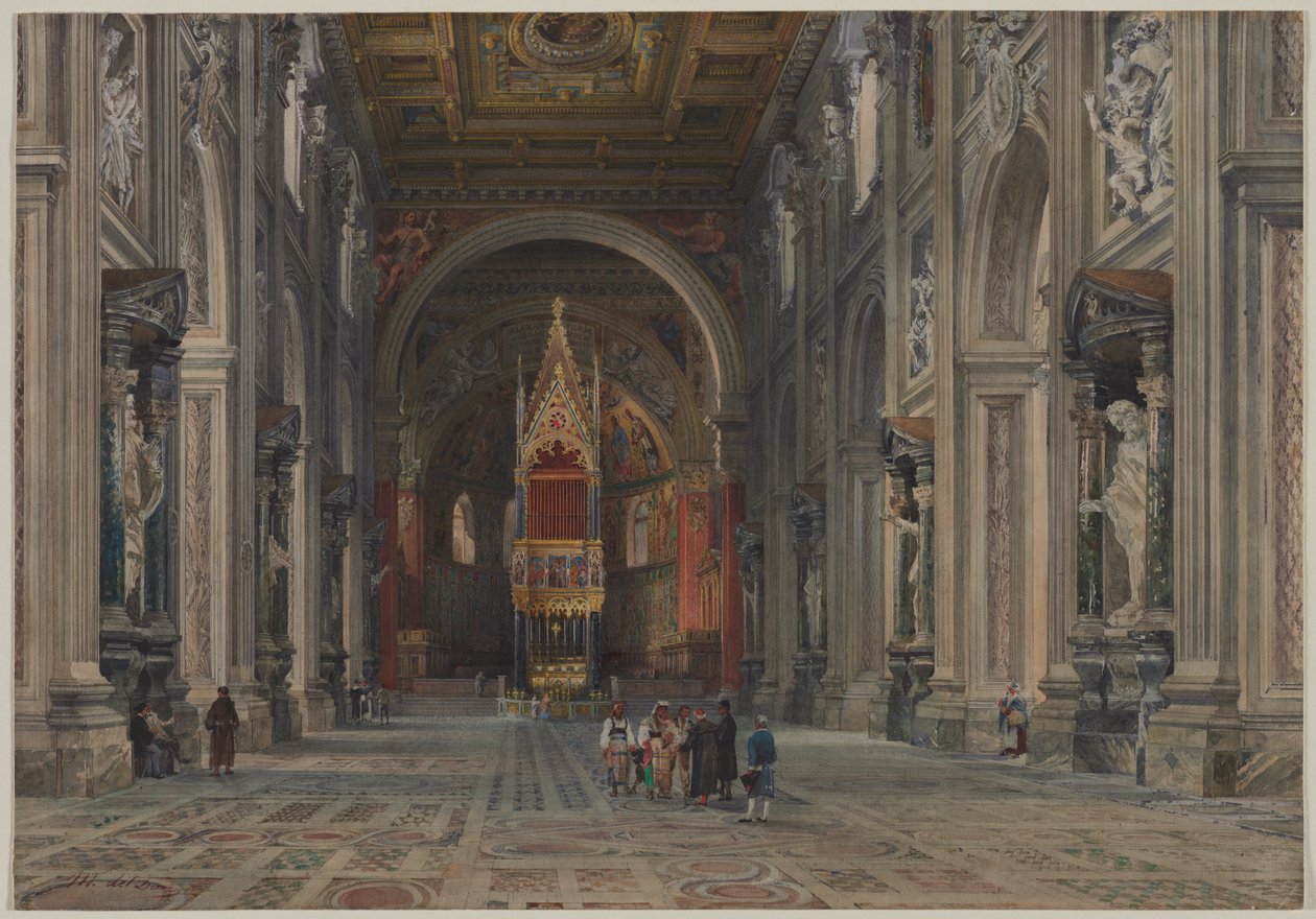 Interieur van San Giovanni in Laterano, Rome, ca. 1896 door Martino del Don