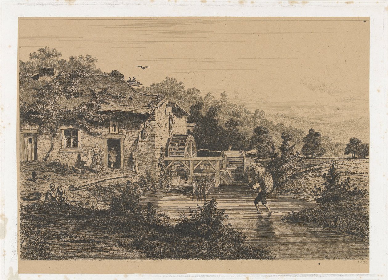 Watermolen door Martinus Antonius Kuytenbrouwer jr.