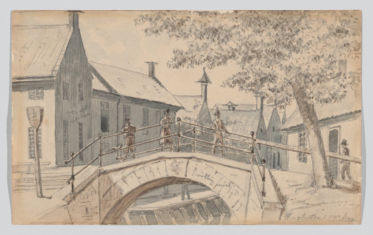 Een brug over een kanaal in Winschoten door Martinus Rørbye