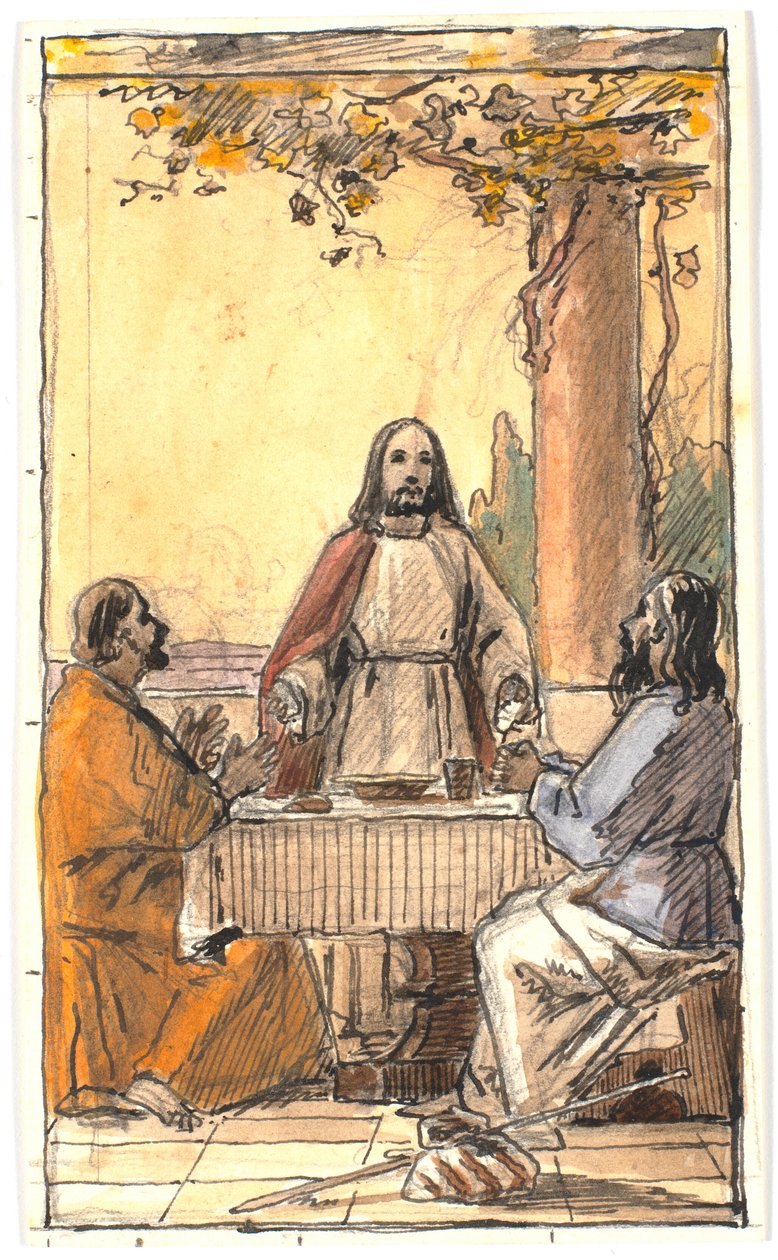 Christus en de twee discipelen in Emmaüs door Martinus Rørbye