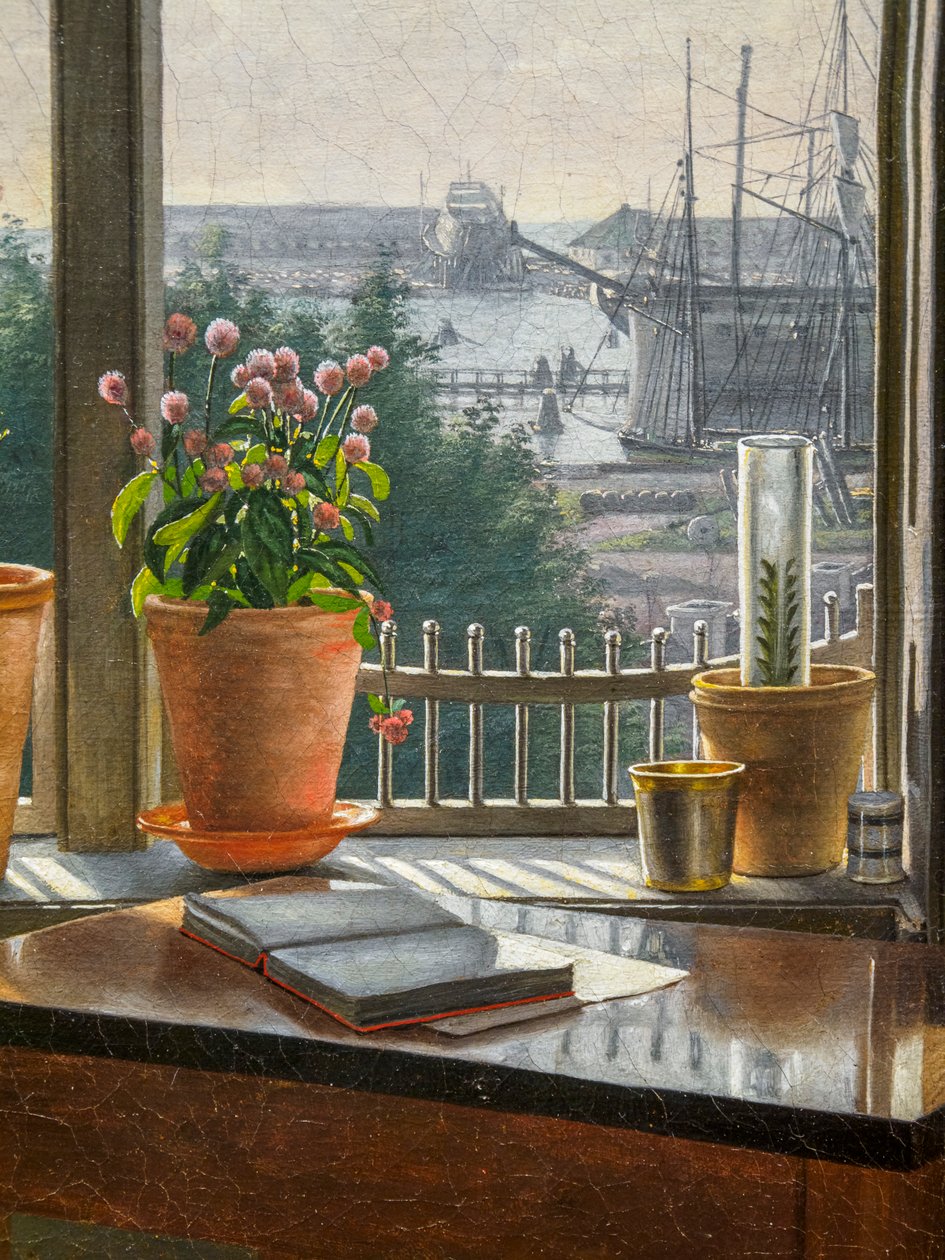 Uitzicht voor het raam van de kunstenaar, detail door Martinus Rorbye