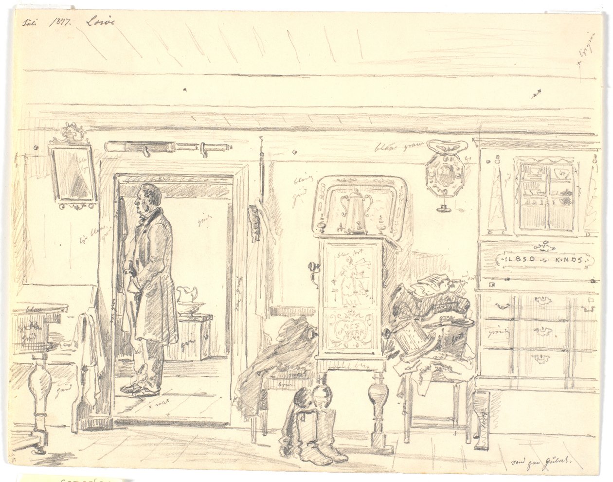 Boerenhuis met Staande Man, Læsø door Martinus Rørbye