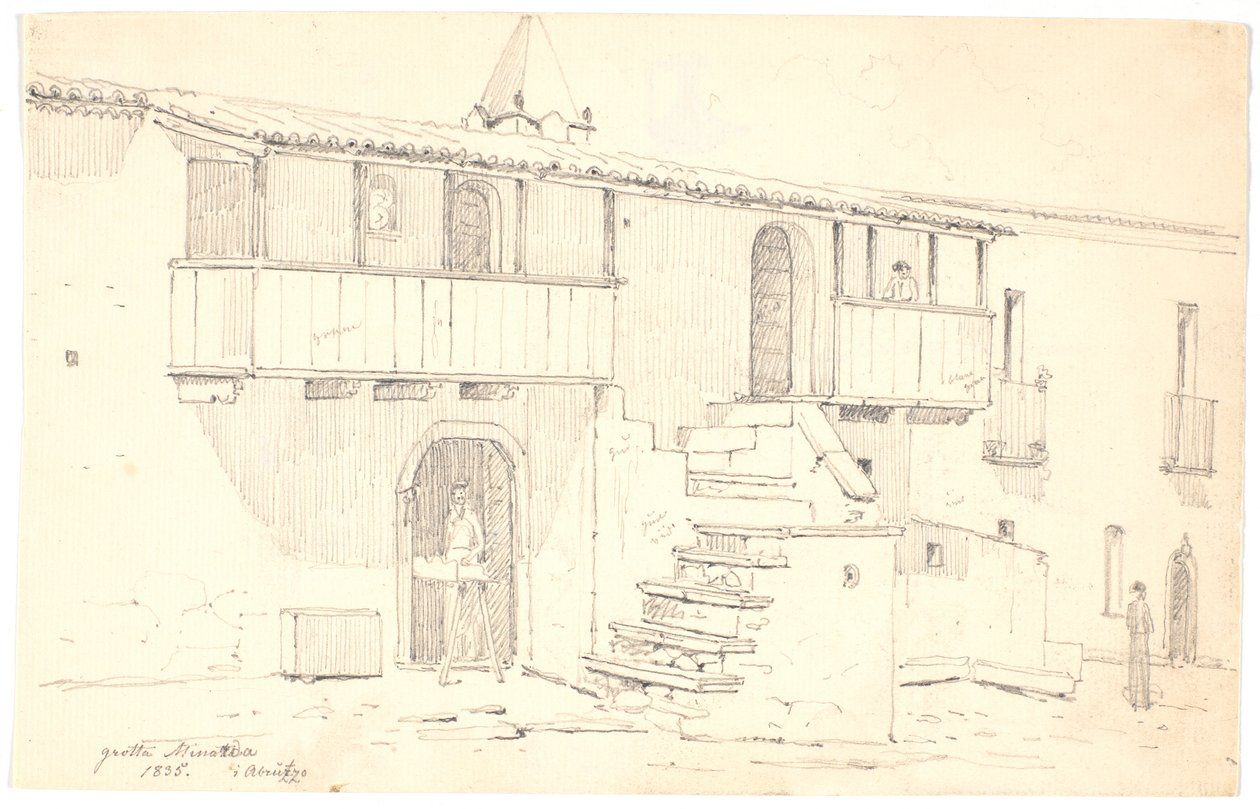 Straat in Grotta Minarda in Abruzzo door Martinus Rørbye